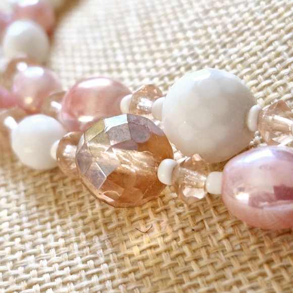 W Germany Chic Pink and Cream Multi-Strand Necklace - Picture 7 of 13